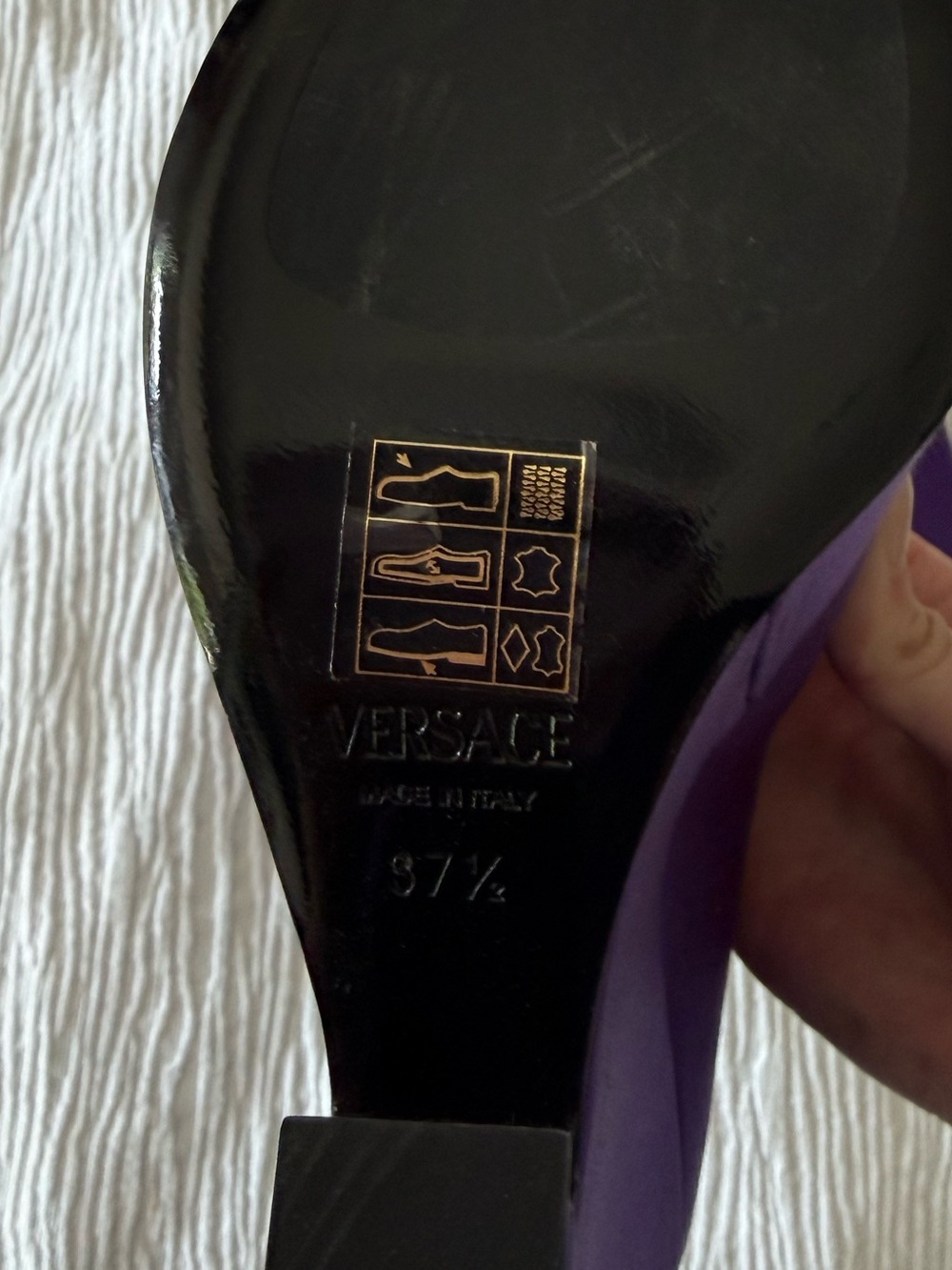 Versace Tempest Deep Purple Satin Platform Pumps - Picture 7 of 14